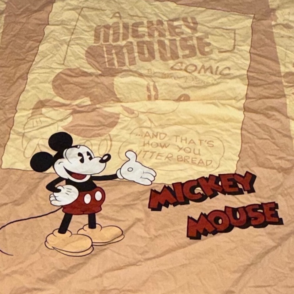 Disney Mickey Mouse Comic Duvet Cover J-Tex Vintage Style Yellow Twin Sz 68x80"